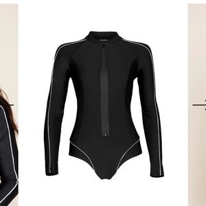 Zonarch black long sleeve surfing bathing suit NWT SIZE XL